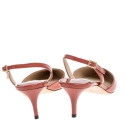 Pre Owned Jimmy Choo Red Patent Leather Tide Pointed Toe Slingback Sandals Size 37