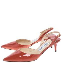 Pre Owned Jimmy Choo Red Patent Leather Tide Pointed Toe Slingback Sandals Size 37