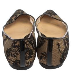 Pre Owned Jimmy Choo Black Floral Lace Romy Ballet Flats Size 37