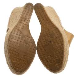 Pre Owned Jimmy Choo Beige Patent Patriot Espadrille Wedge Sandals Size 38