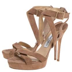 Jimmy Choo Beige Suede Vamp Platform  Sandals Size 40