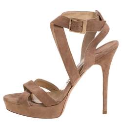 Jimmy Choo Beige Suede Vamp Platform  Sandals Size 40