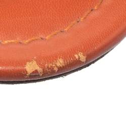 Pre Owned Jimmy Choo Dark Orange Croc Embossed Leather Nanda Flat Slides Size 38.5
