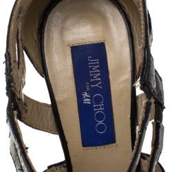 Pre Owned Jimmy Choo Black Leather Caged Open Toe Sandals Size 39