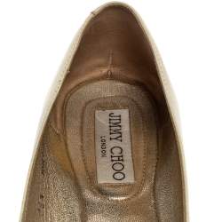 Pre Owned Jimmy Choo White Leather Waine Crystal Embellished Cap Toe Ballet Flats Size 36.5