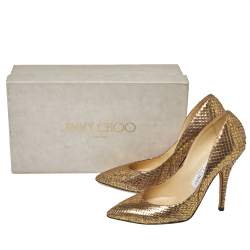 Pre Owned Jimmy Choo Gold Python Abel Pumps Size 36