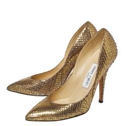 Pre Owned Jimmy Choo Gold Python Abel Pumps Size 36