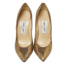 Pre Owned Jimmy Choo Gold Python Abel Pumps Size 36