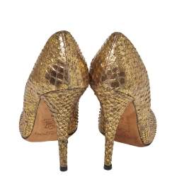 Pre Owned Jimmy Choo Gold Python Abel Pumps Size 36