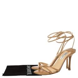 Pre Owned Jimmy Choo Beige Leather Juliet Ankle Wrap Sandals Size 39