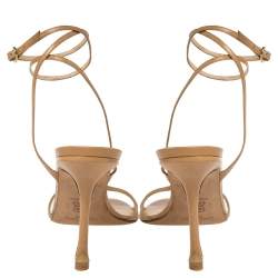Pre Owned Jimmy Choo Beige Leather Juliet Ankle Wrap Sandals Size 39