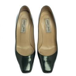 Jimmy Choo Green Patent Leather Square Toe Pumps Size 38