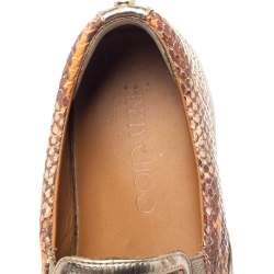 Pre Owned Jimmy Choo Brown Snakeskin Embossed Brooklyn Slip On Sneakers Size 38