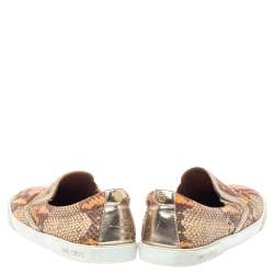 Pre Owned Jimmy Choo Brown Snakeskin Embossed Brooklyn Slip On Sneakers Size 38