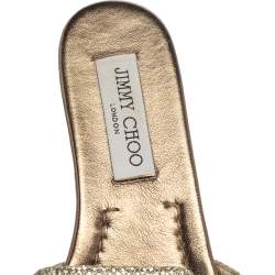 Pre Owned صندل سلايد جيمى تشو ناندا غليتر لاميه ميتالك مقاس 36.5