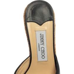 Pre Owned Jimmy Choo Black Leather Wedge  Platform Sandals Size 36