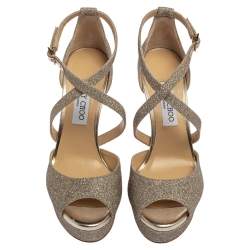 مملوكة مسبقًا صندل جيمي تشو جينيك غليتر ذهبي مقاس 40