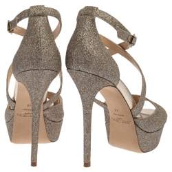 مملوكة مسبقًا صندل جيمي تشو جينيك غليتر ذهبي مقاس 40