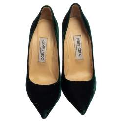 مملوكة مسبقًا Jimmy Choo Green Velvet Romy Pointed Toe Pumps Size 36.5