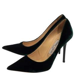 مملوكة مسبقًا Jimmy Choo Green Velvet Romy Pointed Toe Pumps Size 36.5