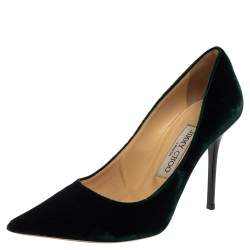 مملوكة مسبقًا Jimmy Choo Green Velvet Romy Pointed Toe Pumps Size 36.5
