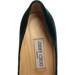 مملوكة مسبقًا Jimmy Choo Green Velvet Romy Pointed Toe Pumps Size 36.5