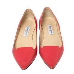 مملوكة مسبقًا Jimmy Choo Pink Leather Attila Pointed Toe Ballet Flats Size 38.5