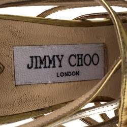 Jimmy Choo Gold/Silver Leather Cage Sandals Size 36.5