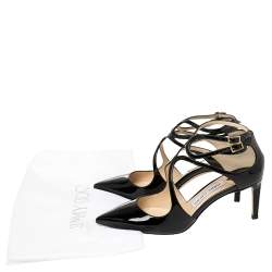 Pre Owned Jimmy Choo Black Patent Leather Lancer Pumps Size 37