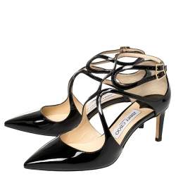 Pre Owned Jimmy Choo Black Patent Leather Lancer Pumps Size 37