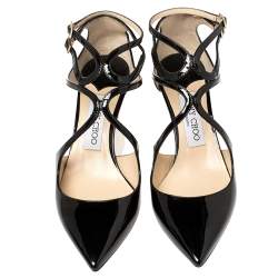 Pre Owned Jimmy Choo Black Patent Leather Lancer Pumps Size 37