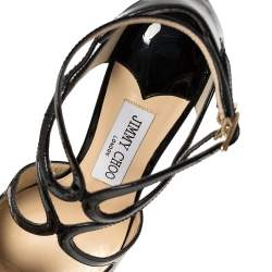 Pre Owned Jimmy Choo Black Patent Leather Lancer Pumps Size 37