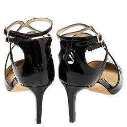 Pre Owned Jimmy Choo Black Patent Leather Lancer Pumps Size 37