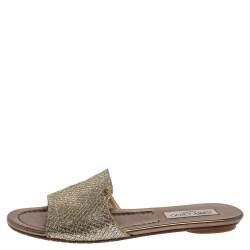 مملوكة مسبقًا صندل سلايد جيمي تشو غليتر ولاميه ناندا فضي/ذهبي ميتاليك مقاس 38.5