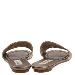 مملوكة مسبقًا صندل سلايد جيمي تشو غليتر ولاميه ناندا فضي/ذهبي ميتاليك مقاس 38.5