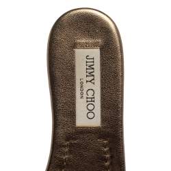 مملوكة مسبقًا صندل سلايد جيمي تشو غليتر ولاميه ناندا فضي/ذهبي ميتاليك مقاس 38.5