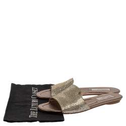 مملوكة مسبقًا صندل سلايد جيمي تشو غليتر ولاميه ناندا فضي/ذهبي ميتاليك مقاس 38.5