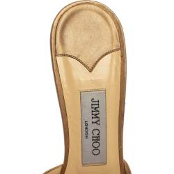 Jimmy Choo Gold Leather Slide Sandals Size 38