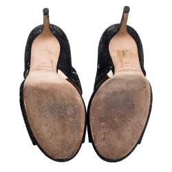 Pre Owned Jimmy Choo Black Textured Suede Private Cuff Sandals Size 39