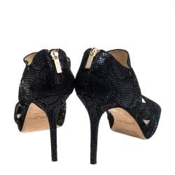 Pre Owned Jimmy Choo Black Textured Suede Private Cuff Sandals Size 39