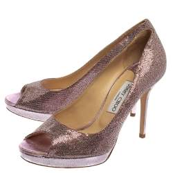 Jimmy Choo Purple Coarse Glitter Dahlia  Pumps Size 39.5