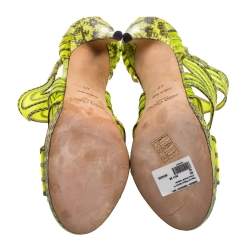 Pre Owned صندل جيمي تشو ماغنوم شبك وجلد ثعبان نيون مقاس 40