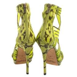 Pre Owned صندل جيمي تشو ماغنوم شبك وجلد ثعبان نيون مقاس 40