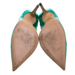 Pre Owned حذاء كعب عالي جيمي تشو أبل جلد ثعبان أخضر ميتاليك مقاس 39.5