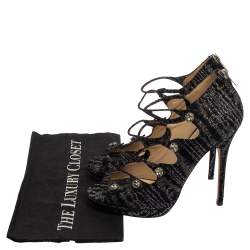 Jimmy Choo Black Tweed Strappy Sandals Size 40