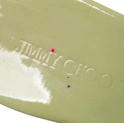 Jimmy Choo Green Patent Leather Perfume Cork Wedge Slide Sandals Size 41