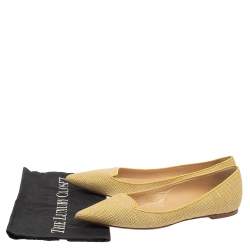 Pre Owned Jimmy Choo Yellow Canvas Attila Ballet Flats Size 41