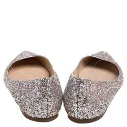 Pre Owned Jimmy Choo Silver Glitter Romy Pointed Toe Flats Size 42