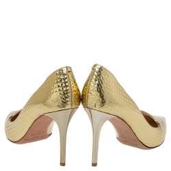 Pre Owned Jimmy Choo Gold Leather Pointed Toe Pumps Size 37