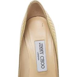 Pre Owned Jimmy Choo Gold Leather Pointed Toe Pumps Size 37